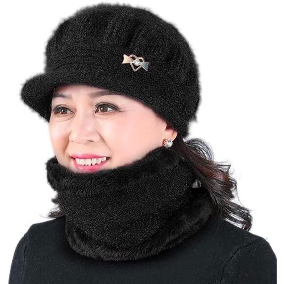 Women's Winter Hat, Fleece Lined Women's Beanie Hat Set - Picture 1 of 6